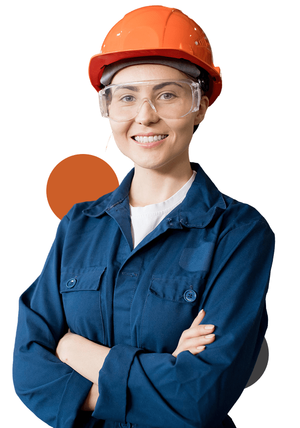 Person in safety gear and hard hat.